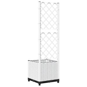 vidaXL Garden Planter with Trellis White 40x40x136 cm PP