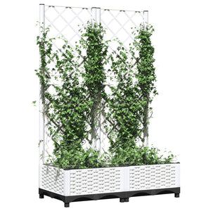 vidaXL Garden Planter with Trellis White 80x40x121.5 cm PP