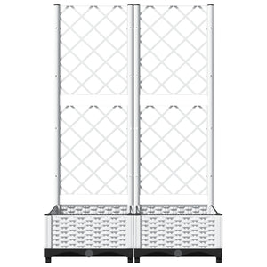 vidaXL Garden Planter with Trellis White 80x40x121.5 cm PP