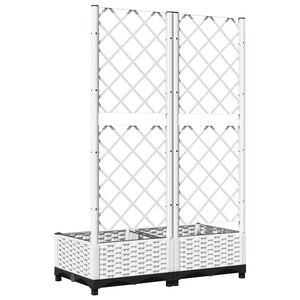 vidaXL Garden Planter with Trellis White 80x40x121.5 cm PP