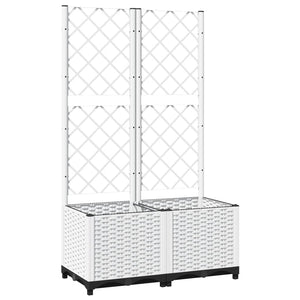 vidaXL Garden Planter with Trellis White 80x40x136 cm PP