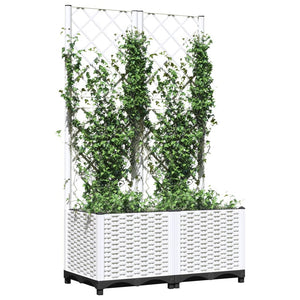 vidaXL Garden Planter with Trellis White 80x40x136 cm PP