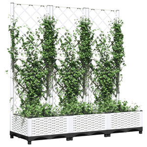 vidaXL Garden Planter with Trellis White 120x40x121.5 cm PP