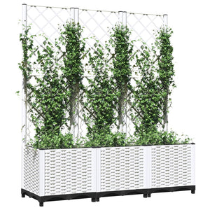 vidaXL Garden Planter with Trellis White 120x40x136 cm PP