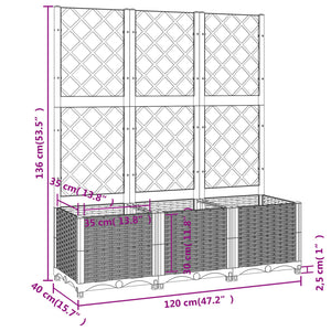 vidaXL Garden Planter with Trellis White 120x40x136 cm PP