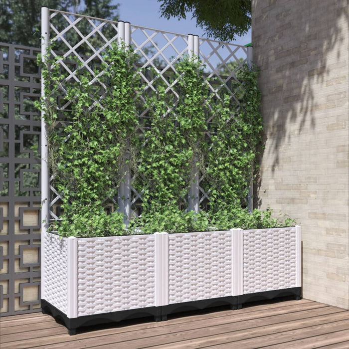 vidaXL Garden Planter with Trellis White 120x40x136 cm PP