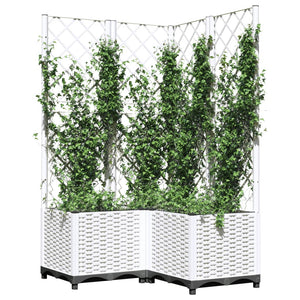 vidaXL Garden Planter with Trellis White 80x80x136 cm PP