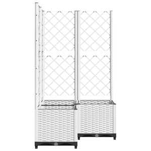 vidaXL Garden Planter with Trellis White 80x80x136 cm PP