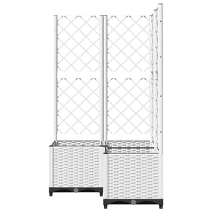 vidaXL Garden Planter with Trellis White 80x80x136 cm PP