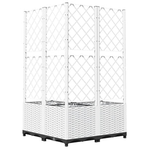 vidaXL Garden Planter with Trellis White 80x80x136 cm PP