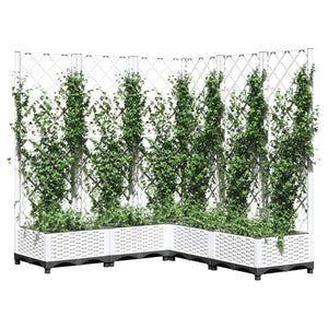 vidaXL Garden Planter with Trellis White 120x120x121.5 cm PP