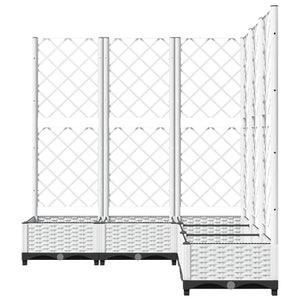 vidaXL Garden Planter with Trellis White 120x120x121.5 cm PP