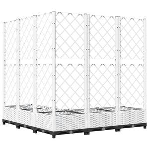 vidaXL Garden Planter with Trellis White 120x120x121.5 cm PP