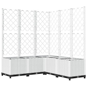 vidaXL Garden Planter with Trellis White 120x120x136 cm PP