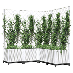 vidaXL Garden Planter with Trellis White 120x120x136 cm PP