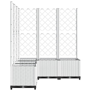 vidaXL Garden Planter with Trellis White 120x120x136 cm PP