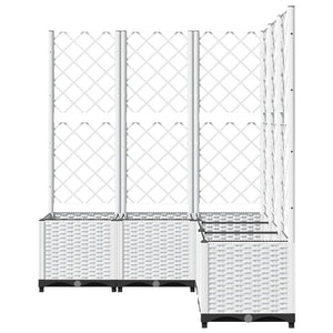 vidaXL Garden Planter with Trellis White 120x120x136 cm PP