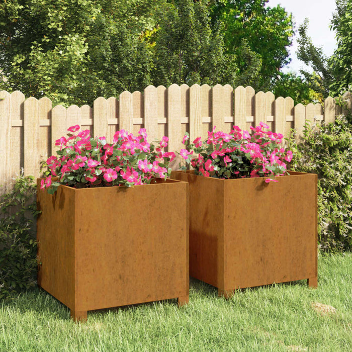 vidaXL Planters with Legs 2 pcs Rusty 42x40x43 cm Corten Steel