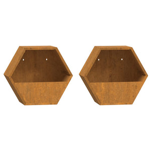 vidaXL Wall Planters 2 pcs Rusty Corten Steel 30x10x25 cm