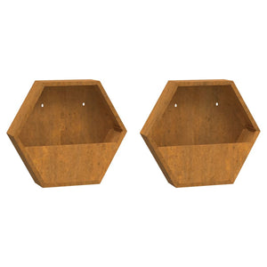 vidaXL Wall Planters 2 pcs Rusty Corten Steel 46x10x40 cm