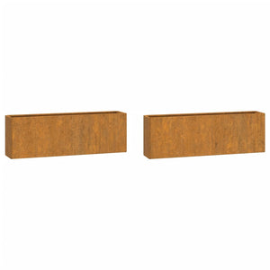 vidaXL Wall Planters 2 pcs Rusty Corten Steel 53x10x17 cm