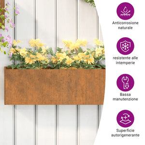 vidaXL Wall Planters 2 pcs Rusty Corten Steel 53x10x17 cm