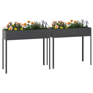 vidaXL Garden Planters 2 pcs Anthracite Galvanised Steel