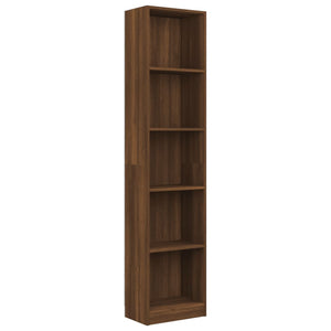 vidaXL 5-Tier Book Cabinet Brown Oak 40x24x175 cm Engineered Wood