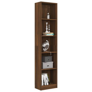 vidaXL 5-Tier Book Cabinet Brown Oak 40x24x175 cm Engineered Wood