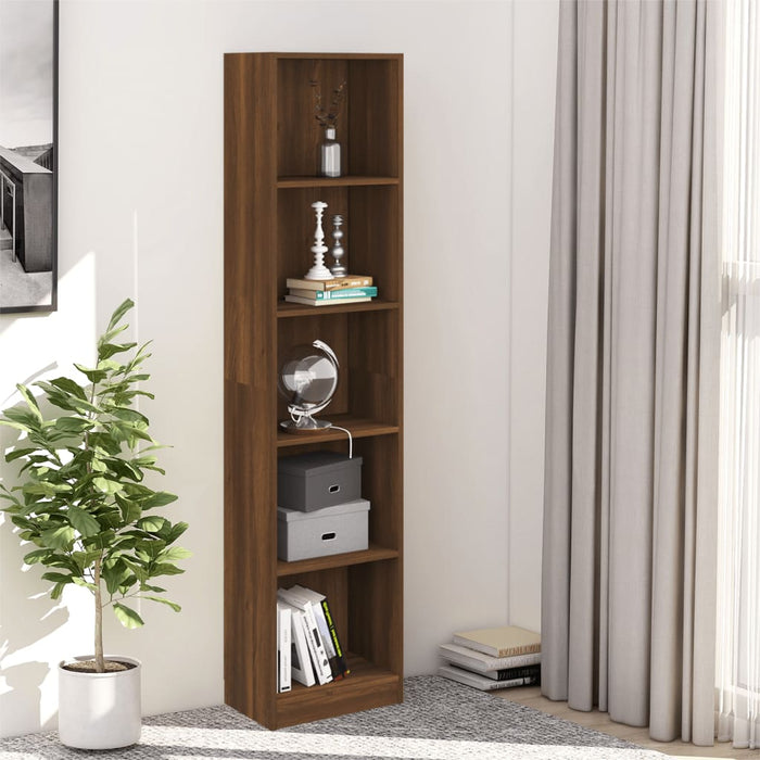 vidaXL 5-Tier Book Cabinet Brown Oak 40x24x175 cm Engineered Wood