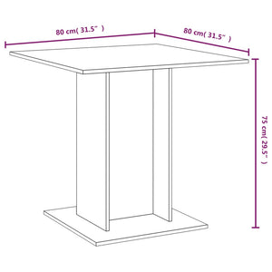 vidaXL Dining Table Smoked Oak 80x80x75 cm Engineered Wood