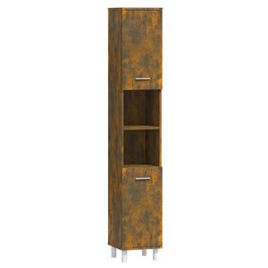 vidaXL Bathroom Cabinet Smoked Oak 30x30x179 cm Engineered Wood