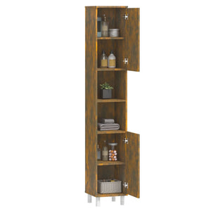 vidaXL Bathroom Cabinet Smoked Oak 30x30x179 cm Engineered Wood