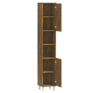 vidaXL Bathroom Cabinet Smoked Oak 30x30x179 cm Engineered Wood