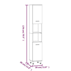 vidaXL Bathroom Cabinet Smoked Oak 30x30x179 cm Engineered Wood