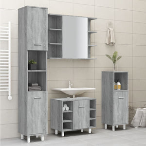 vidaXL Bathroom Cabinet Grey Sonoma 30x30x179 cm Engineered Wood