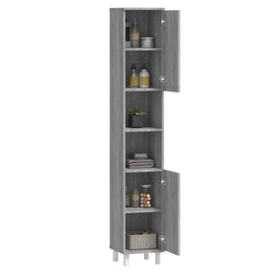 vidaXL Bathroom Cabinet Grey Sonoma 30x30x179 cm Engineered Wood