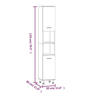 vidaXL Bathroom Cabinet Grey Sonoma 30x30x179 cm Engineered Wood