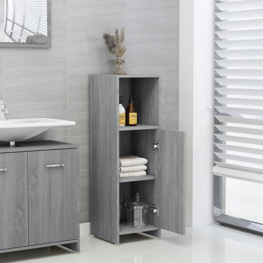 vidaXL Bathroom Cabinet Grey Sonoma 30x30x95 cm Engineered Wood