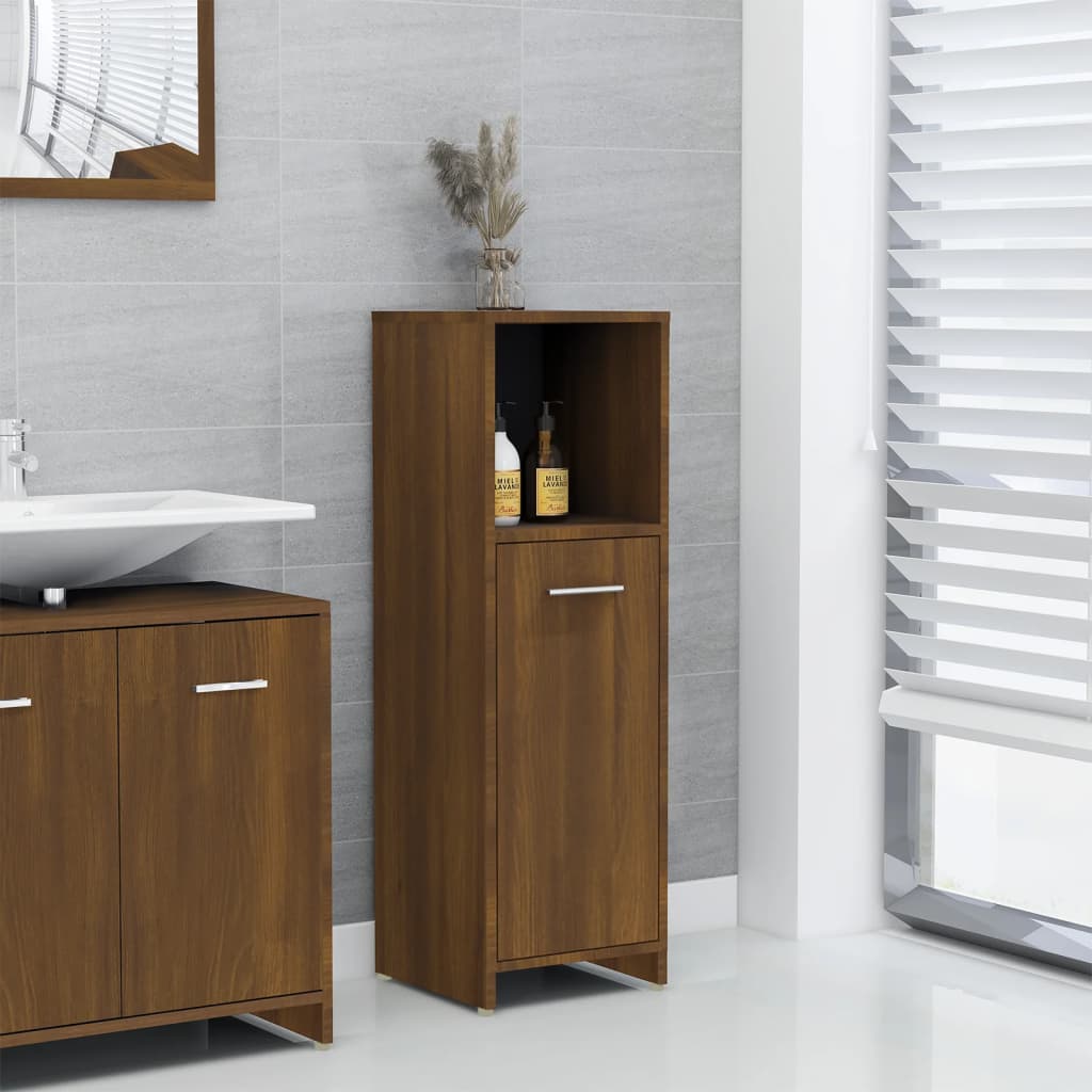 vidaXL Bathroom Cabinet Brown Oak 30x30x95 cm Engineered Wood