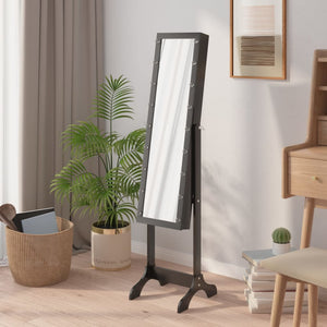 vidaXL Free-Standing Mirror with LED Black 34x37x146 cm