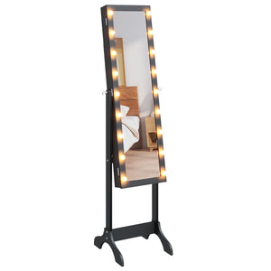 vidaXL Free-Standing Mirror with LED Black 34x37x146 cm