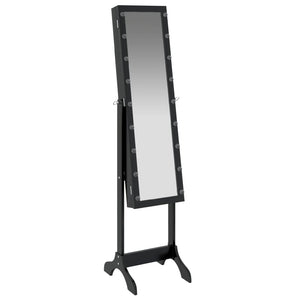 vidaXL Free-Standing Mirror with LED Black 34x37x146 cm