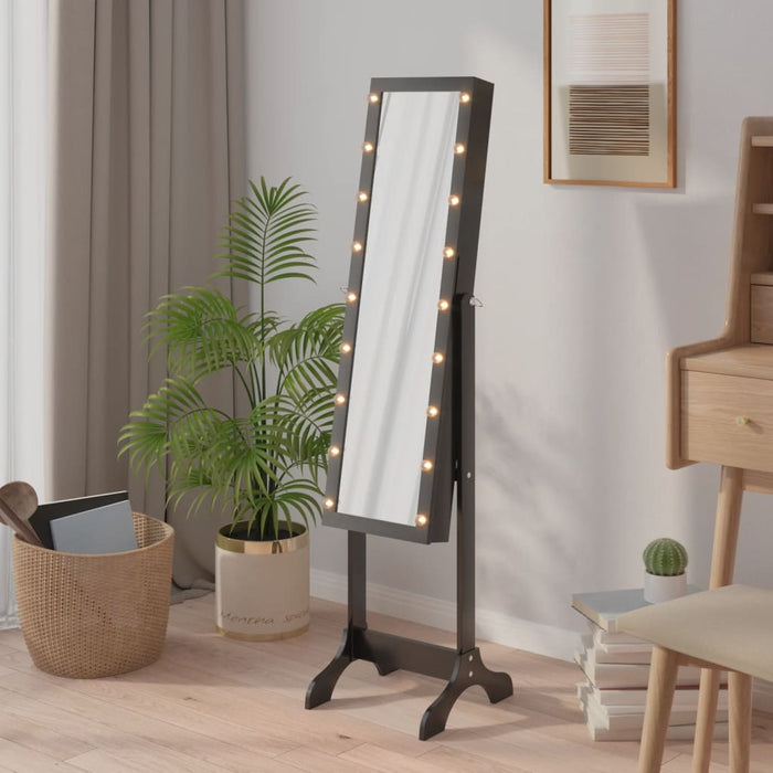 vidaXL Free-Standing Mirror with LED Black 34x37x146 cm