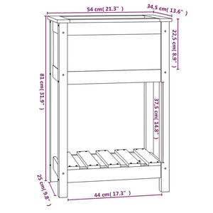 vidaXL Planter with Shelf Grey 54x34.5x81 cm Solid Wood Pine