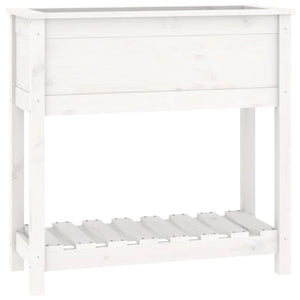 vidaXL Planter with Shelf White 82.5x34.5x81 cm Solid Wood Pine