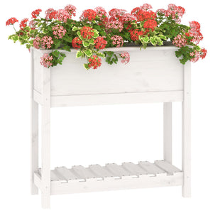 vidaXL Planter with Shelf White 82.5x34.5x81 cm Solid Wood Pine