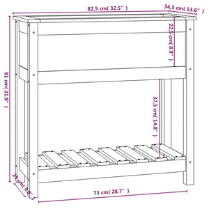 vidaXL Planter with Shelf White 82.5x34.5x81 cm Solid Wood Pine