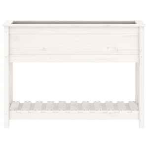 vidaXL Planter with Shelf White 111.5x34.5x81 cm Solid Wood Pine