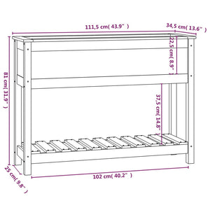 vidaXL Planter with Shelf White 111.5x34.5x81 cm Solid Wood Pine